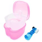 Denture Bath Case Denture Soaking Cup with Brush, Denture Holder Case Retainer Cleaning Case False Teeth Storage Box for Travel and Daily Use