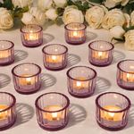 TBWIND 24 Pack Amber Mouth Tealight Candle Holder, Bulk Tea Light Votive Candle Holders for Centerpiece Table Decorations, Birthday Party, Wedding Centerpieces, Candlelight Dinner