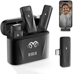 Threesheep USB C Mini Wireless Lapel Lavalier Microphone for iPhone 15, Android Lav Mic Type C Lapel Mic - 2 Pack with Charge Case, Noise Canceling,Clip on microphone for Video Recording, Vlogging