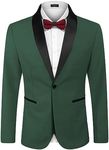 COOFANDY Men's Tuxedo Jacket Wedding Blazer One Button Dress Suit for Dinner Prom Party Deep Green