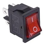 Red On-Off illuminated Rectangle Rocker Switch DPST 230V 2 Position Snap In Mounting 4.8mm Quick Connect Terminals DIY Hobby Electronics