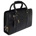 RICHSIGN LEATHER ACCESSORIES 24 Litres Leather Laptop Briefcase Bags For Men Office 15.6 Inch (Black) (Dimension- L-16 X H-12 X W - 5 Inch