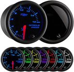 GlowShift Tinted 7 Color 1,600 PSI Nitrous NOS Pressure Gauge Kit - includes Electronic Sensor - Black Dial - Smoked Lens - 2-1/16" 52mm