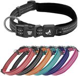 KRUZ PET KZV006-05M Reflective Dog Collar for Small, Medium, Large Dogs, 100% Nylon Adjustable Pet Neck Collar, Heavy Duty O-Ring, Soft, Comfortable Neoprene Padding - Black - Medium