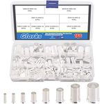 Glarks 166Pcs 8 Sizes AWG 12 10 8 6 4 2 1 2/0 Wire Ferrules Kit Silver Plated Copper Crimp Connector Non Insulated Ferrules Pin Cord End Terminals Assortment Kit