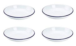 Set of 4 Traditional Falcon White Enamel Rice Plate Roasting Baking (18cm)