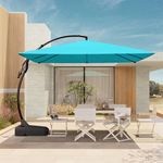 Grand patio 10'X10' Sunbrella Offset Umbrella with Base Outdoor Square Aluminum Cantilever Umbrella Shade with Easy Tilt Adjustment (Aruba, 10X10 FT-SUNBRELLA)