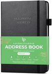 Legend Planner Address Book with Alphabetical Tabs – Telephone Address Book for Phone Numbers, Addresses, Email Contacts, Passwords & Important Dates – Medium Size, 5.2x7.7″, Hardcover Black