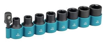 Makita B-54645 9 Piece Cr-Mo 1/2" Impact Socket Set with 1/4" Hex Adapter