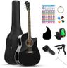 Moukey 41" Acoustic Guitar for Beginners Adult Teen Full Size Guitarra Acustica with Chord Poster, Gig Bag, Tuner,Steel Strings, Capo, Strap - Black