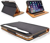 MOFRED® Black & Tan Apple iPad Air 2 (Launched 2014) Executive Leather Case-Voted by "The Daily Telegraph" as #1 iPad Case! (For iPad Models A1566,A1567)