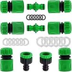 10Pack Garden Hose Pipe Fittings Kit for Outdoor tap&Join Hose Pipe Tube(2 Double Male Snap Connector,6 Hose End Quick Connector,2 Hose Tap Connector 1/2 Inch &3/4 Inch Size 2-in-1)