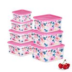 Trueware Freshy 7 Pcs Microwave Safe Kithcen Storage Container|Pink|Freezer Microwave Safe Leak Proof Food Grade Material (Set Of 7) 2500Ml|1700Ml 1100Ml|700Ml|400Ml|200Ml|100Ml|Bpa Free - Plastic