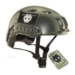 ATAIRSOFT BJ Type Tactical Fast Hunting Helmet with Side Rail Bump Base Jump Airsoft Helmet (OD Green)