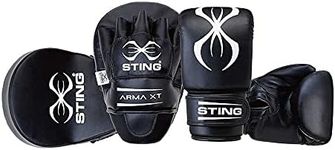 STING Sports Boxing Training Set | Arma Xt Combo Kit | Pair of Bag and Focus Mitts | Designed for Durability, Performance, Comfort and Protection | Adult Black/White | S/M