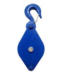 5 Inch Steel Single Snatch Pulley, Cable Block with Latch On Slip Hook, Blue Painted, 1650lbs Working Capacity