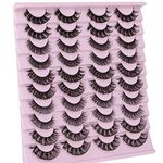 20 Pairs Russian Strip Lashes Natural Wispy False Eyelashes 5 Styles Curly Fluffy D Curl Faux Mink Lashes Pack