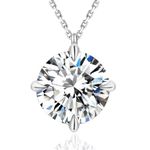 KRKC Diamond Necklaces For Women, 4 Carats Moissanite Pendant Necklace, White Gold Necklace, Lab Grown Solitaire Diamond Pendant With Adjustable 18+2 Inches Chain, Sterling Silver, Christmas Valentines Gift For Mom Wife Girlfriend