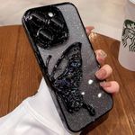 Apurb store for iPhone Case with Luxury Glitter Cute Butterfly Plating Design Aesthetic Women Teen Girls Phone Cases Camera Protection Shockproof Cover (Black, for iPhone 11 Pro Max)