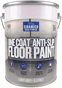 SIRAMICO COATINGS One Coat Anti-Slip Floor Paint | 5 Litres | 5 Modern Colours I Waterbased, Quick Drying Formula | White, Black, Greys (Light Grey, 5 Liters)