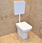 INART Ceramic Floor Mounted European Water Closet/Western Toilet Commode/EWC S Trap Concealed with Soft Close Hydraulic Seat Cover- White & Premium Slim Dual Flush Flush Tank Combo (Square)