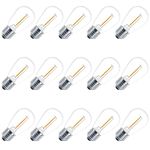 VISTERLITE S14 LED String Light Bulbs, Shatterproof Outdoor String Replacement Light Bulbs, 1 Watt LED Edison Bulbs Equal to 11W Incandescent, 2200K Warm White, E26 Medium Base, 15 Pack