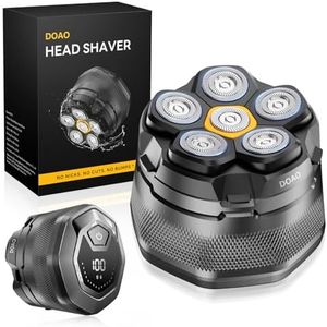 DOAO Head Shaver for Men, Detachable Magnetic Head & 180 Mins Runtime, 6D Head Shaver for Bald Men, Wet/Dry Electric Shavers, USB-C Fast Charging, LED Display, Travel Lock