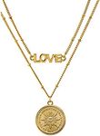 American Coin Treasures Sun Coin Necklace Double Strand Love Chain– Genuine Uruguay Coin | Goldtone Saturn Style Chain and Lobster Claw Clasp | Certificate of Authenticity