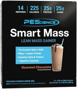 PEScience Smart Mass Gainer, Lean Muscle Weight Gainer, Whey Protein & Casein Protein Blend with Slow-Digesting Carbs, Maltodextrin-Free, 14 Packets - Gourmet Chocolate