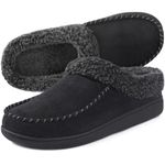 ULTRAIDEAS Men's Nealon Moccasin Clog Slipper, Slip on Indoor/Outdoor House Shoes(Black, 7-8)