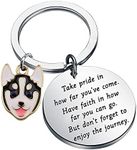 FUSTMW Husky Keychain Siberian Husky Gifts Husky Lover Gifts Funny Husky Gifts for Husky Dog Owner Keyring, Silver, Large