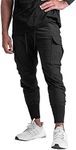 BOOMLEMON Mens Slim Cargo Jogger Pants Lightweight Workout Track Pants Athletic Gym Running Sweatpants with Pockets, Black, Medium