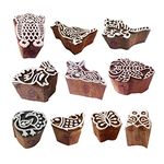 Royal Kraft Mehendi Wooden Blocks Asian Small Animal Bird Design Printing Stamps -Set of 10