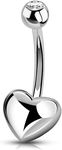 Melighting 14G Heart Belly Button Ring G23 Titanium Belly Ring 16mm Belly Piercing Internally Threaded Navel Ring Belly Piercing Jewelry for Women