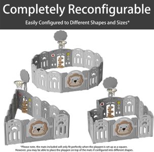 Adventure Lion Baby Playpen – White/Grey Safety Play Yard