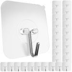 GLUIT Adhesive Wall Hooks for Hanging Heavy Duty 22 lbs Hooks for Walls No Damage, Towel Sticky Clear Hooks, Waterproof, Home, Bathroom, Kitchen, Office, and Outdoor, 40 Pack