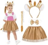 HONMOK 4 PCS Kids Giraffe Costume, Giraffe Outfit Include Giraffe Ears Headband Tutu Dress Tail Bowtie, Animal Costume Set for 3-10y Girl World Book Day Fancy Dress Birthday Party