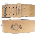 Aurion by 10 Club Premium Everlasting Genuine Leather Weight Lifting Belt Small, Tan Color, 1pc for Men and Women | Body Fitness Support Belt | Unisex