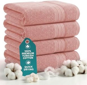 Luxury Bath Towels Extra Large Fluffy — Set of 4 Plush Hotel Towel for Bathroom Luxury — Made from Soft Superior Turkish Cotton, Thick, Absorbent, Easy Dry, Durable (Pink - 30x56)