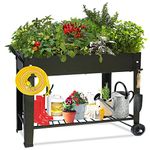 aboxoo Planter Raised Beds with Legs Outdoor Elevated Garden Planter Box On Wheels for Vegetables Flower Herb Patio (40" L x 11" W x 31.5" H)