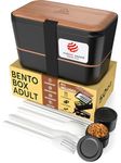 Umami Premium Bento Box Adult All-in-1, 4 Utensils, 100% Leakproof, Nestable to Save Space Lunch Containers for Adults, Bento Lunch Box, Real Wood Lid, Design Award Winner, Boîtes à Lunch