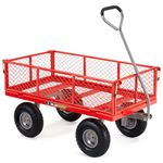 Gorilla Carts Steel Utility Cart with Removable Sides - Heavy-Duty Garden Wagon with 800 lb Capacity, Durable Steel Frame, Pneumatic Tires, Removable Panels - Red