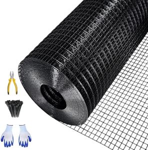 GarveeTech Black Hardware Cloth 1/2 Inch 48 x 100 Ft, 19 Gauge Chicken Wire Mesh Roll, Welded Wire Fencing with Cutting Plier & Gloves for Garden, Coop & Pet Enclosures