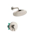 hansgrohe Croma Complete Shower System Shower Set Modern 1-Spray in Brushed Nickel, Rough and Shower Valve Included 2 GPM, 04909820