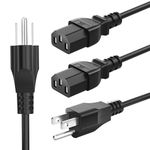 QYD 2 Pack 10FT(3m) IEC Power Cable, 3 Prong AC Power Cord Replacement for Desktop Computer, PC Monitor, LCD Plasma TV, Projector, Amplifier, Speaker, Rice Cooker, Radio, Scanner, Printer Power Cable