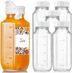 6 Pack 16 Oz Glass Juice Bottles w 