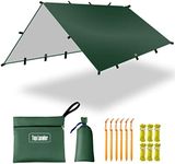 Large Waterproof Camping Tarp Tent Shelter Lightweight Backpacking Hiking Hammock Rain Fly Sun Shade (3X4m Tarp with 19 Loops)