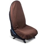 DECKALY Waterproof Sweating Car Seat Cover for Post Gym Workout, Running, Swimming, Beach and Hiking, Universal Fit Non-Slip Bucket Seat Protector for Cars SUV Trucks, Machine Washable (Brown)