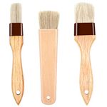 CKANDAY 3 Pack Pastry Brushes with Natural Bristles and Beech Wooden Handle, Basting Oil Brush for Grill BBQ Spreading Butter Cooking Baking Marinade Barbecue (1, 1.5, 1.8 Inches)