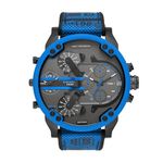 Diesel Mr. Daddy 2.0 Stainless Steel and Nylon/Silicone Chronograph Men's Watch, Color: Blue (Model: DZ7434)